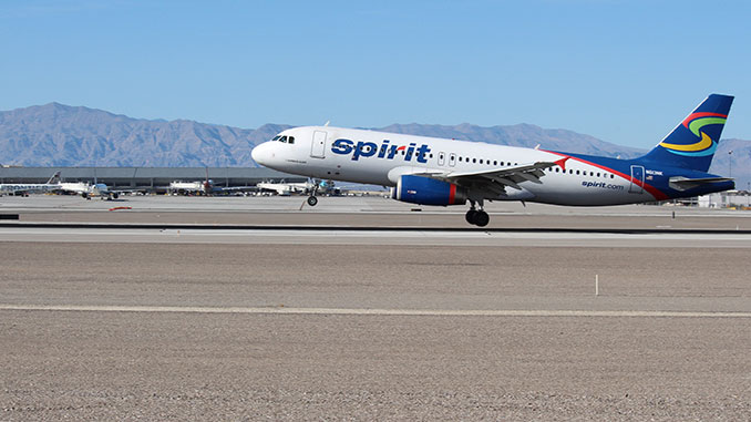 Photo of Spirit Airlnes Landing at McCarran International Airport