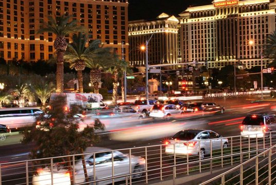 Vehicles driving on the Las Vegas Strip