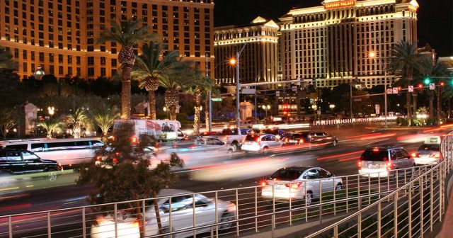 Vehicles driving on the Las Vegas Strip