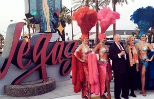 Las Vegas Mayors in Front of Downtown Las Vegas Sign